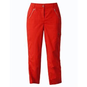 Zenergy Women's Cargo Capri Pants Sz 1 Red Cropped Bottoms With Zipper Pockets